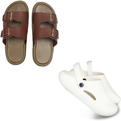Vomoya Men Sandals(Tan, White , 6)