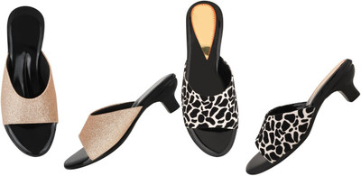 kishu Women Heels(Black, Brown , 6)