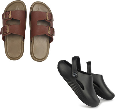 Vomoya Men Sandals(Tan, Black , 6)