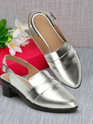 SIRDENILL Women Heels(Silver , 3)