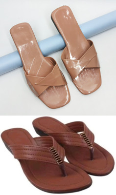 RTC ROYAL TRADING COMPANY Women Flats(Brown, Pink , 9)