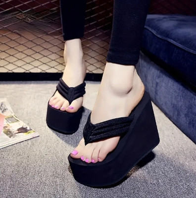 Gloglamp Women Wedges(Black , 5)
