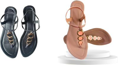 Nicesteps Women Flats(Black, Brown , 9)