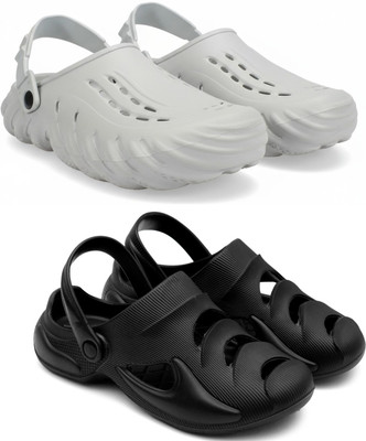 Golf Men Clogs(Grey, Black , 9)