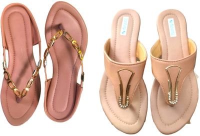 Nicesteps Women Flats(Beige, Brown , 9)