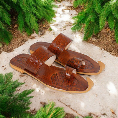 DFR Ethnic Sandal Men Rajasthani Slippers Men Casual(Brown , 10)