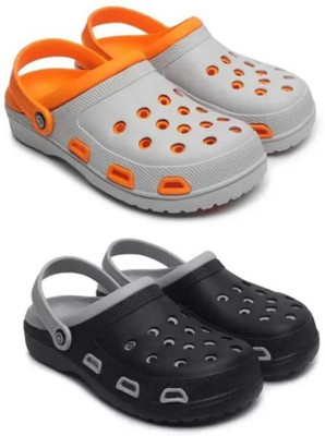 house of common Men Clogs(Orange, Grey, Black , 8)