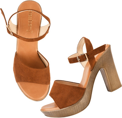Dressberry Women Heels(Brown , 8)