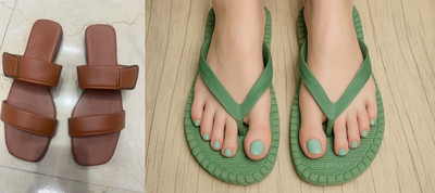 Geeta Women Flats(Green, Brown , 9)
