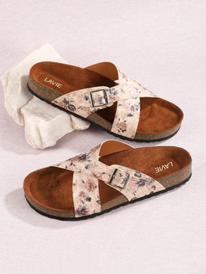 LAVIE Comfort and Adjustable Buckle Straps Premium Stylish Casual Women Flats(Off White , 8)