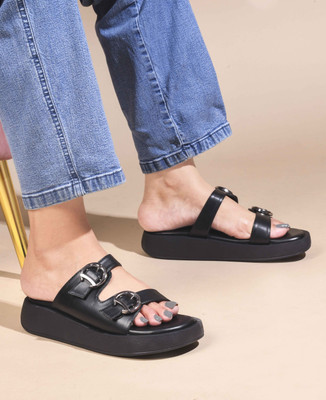 jm looks Women Wedges(Black , 4)
