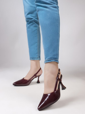 DELY BELY Women Heels(Maroon , 4)