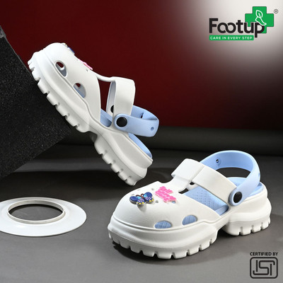 Footup Super Soft|Orthopedic|Comfortable|Lightweight|Diabetic Women Clogs(White , 7)