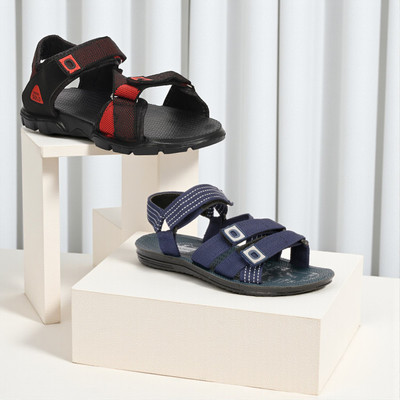 WOCMEC Men Sandals(Red, Blue , 8)