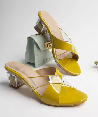 Turmook Women Heels(Yellow , 9)