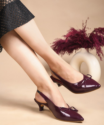 jm looks Women Heels(Maroon , 4)