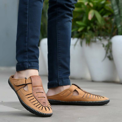 Men's Avenue Men's Tan Half Back open Sandal For Men(Tan) Loafers For Men(Tan , 6)