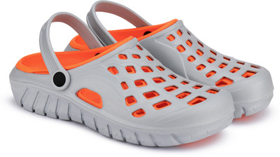 BERSACHE Men Clogs(Grey, Orange , 10)