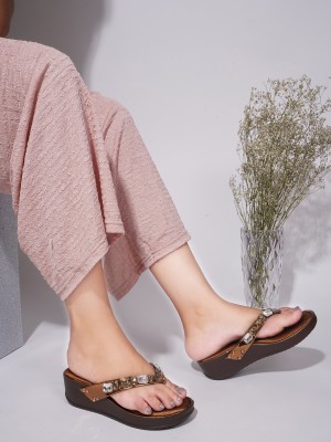 jm looks Women Wedges(Copper , 7)