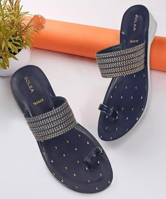 Paragon PUK7014L Slip On Flat|Durable Dailywear Women Wedges(Blue , 7)