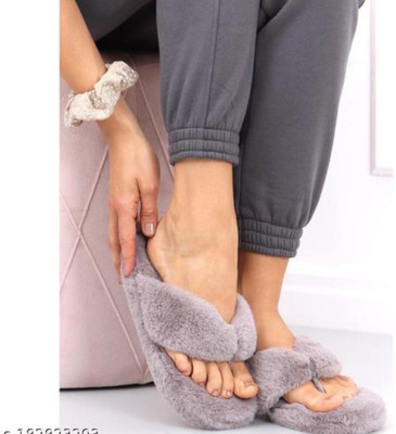 shoptegic Women Flip Flops(Grey , 6)