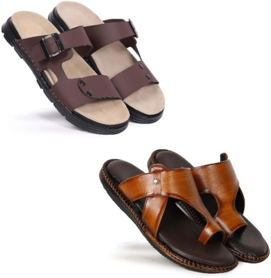 Walkivo Men Sandals(Brown, Tan , 8)