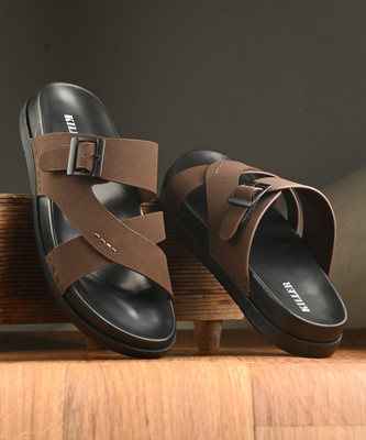 KILLER Sandals | Super Comfortable Stylish Slippers for Daily Casual and Ethnic Wear | Men Sandals(Brown , 8)