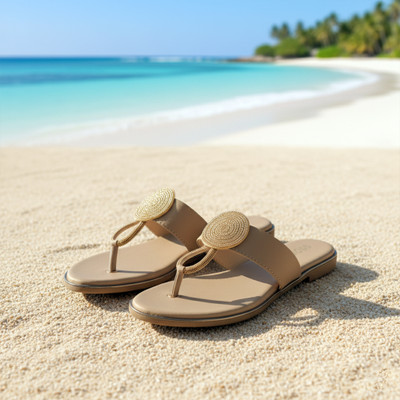 Feetway Extra Soft Stylish Women's Flat Chappals. Casual, Party & Also For Ortho Women Flats(Camel , 8)