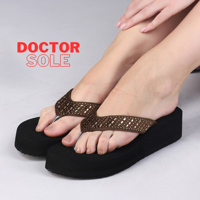 FABLARY Women Wedges(Black, Brown , 8)