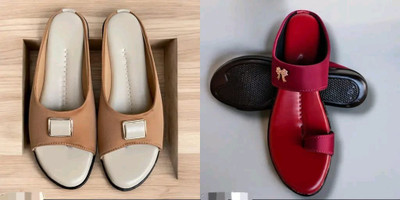 hunyza footwear Women Flats(Red, Beige , 7)