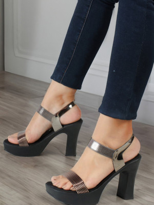 LADOO'S Women Heels(Silver , 6)