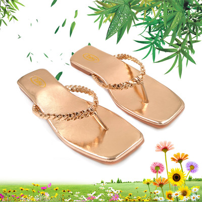 ZaHu Women Flats(Gold , 8)