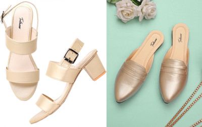 Todhwear Women Heels(Gold, Gold , 5)