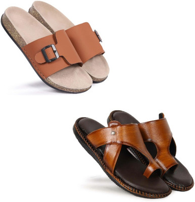 Walkivo Men Sandals(Tan, Tan , 7)