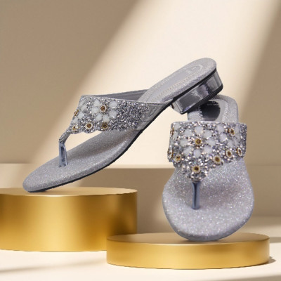 Flowers Life Women Heels(Grey , 6)