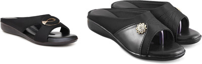 hunyza footwear Women Flats(Black, Black , 6)