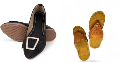 PMS Women Wedges(Black, Brown , 4)