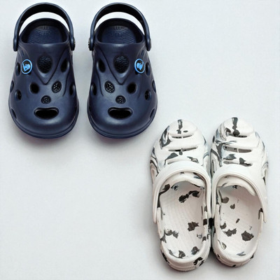 Monrav Men Clogs(Blue, White , 8)