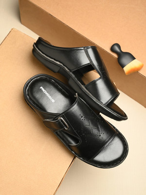 PROVOGUE Sandals | Stylish Comfortable Daily Casual And Ethnic Wear Gents Slippers | Men Sandals(Black , 6)