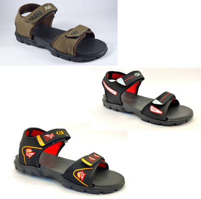 Classica Men Sandals(Brown, Black, Red, Black , 6)