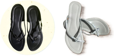 Nicesteps Women Flats(Black, Grey , 6)