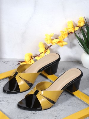 JUMPLITE Women Heels(Yellow , 4)