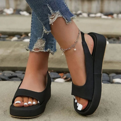 Mahroj Women Wedges(Black , 8)