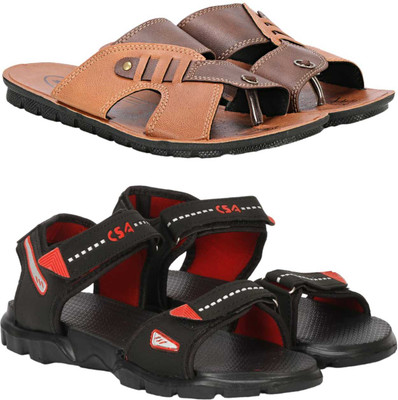 RIFOF Men Sandals(Brown, Black , 6)