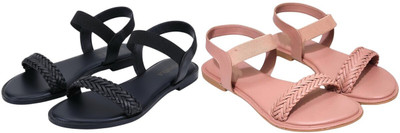 Kuhu Creations Women Flats(Black, Pink , 6)