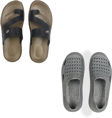 Vomoya Men Sandals(Black, Grey , 7)