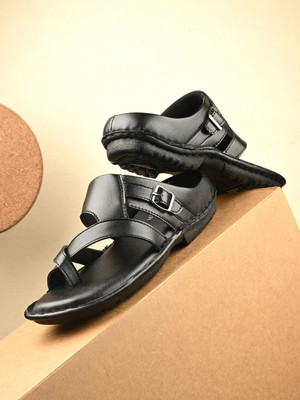 Roadster Stylish Dual Strap Buckle Design Men Sandals(Black , 11)