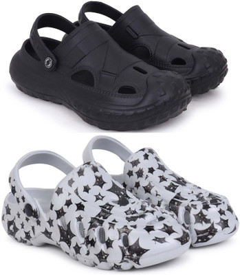 KAPYANSH Men Combo Pack of 2, Ultra cushion, Flipflops, Slipper, Slides, Sandal, Clogs Men Casual(Black, Grey , 6)