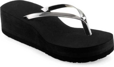 SHIPEE Women Flats(Silver, Black , 6)