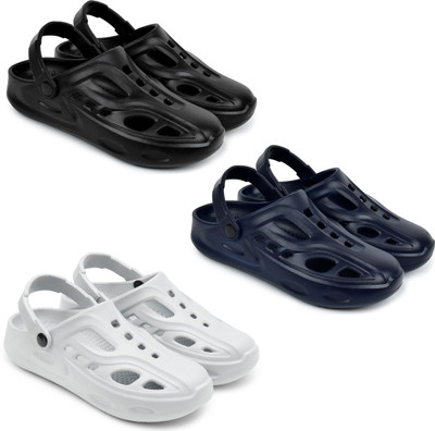 Golf Men Clogs(Black, Blue, Grey , 7)